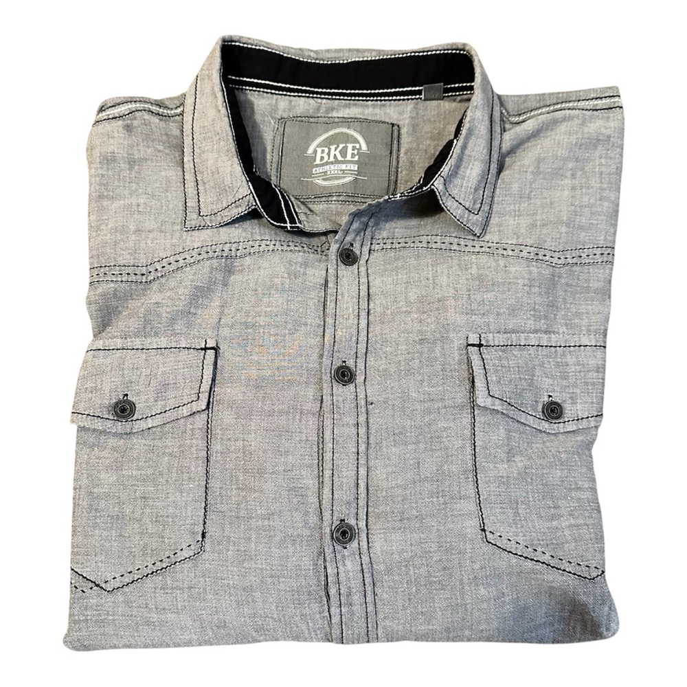 BKE athletic fit button-up grey shirt size XXXL